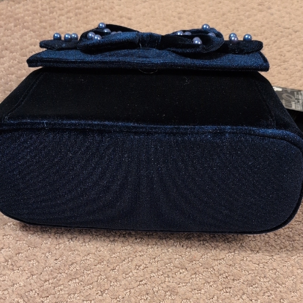 Loungefly Blue Minnie Mouse Velvet Crossbody Pearls Bag (Wallet Also In Closet) - Picture 12 of 12